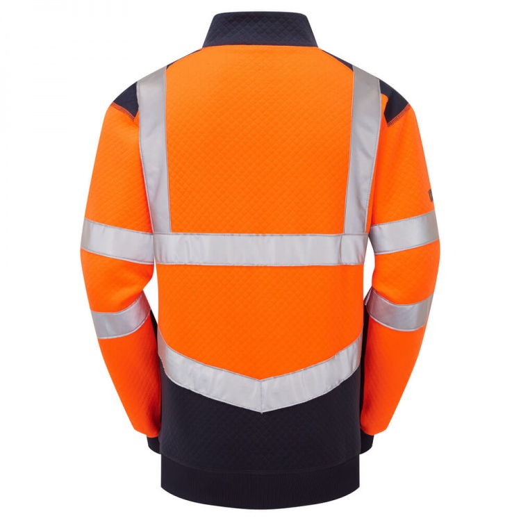 Leo Workwear SS08-O/NV Tapeley ISO 20471 Class 2 EcoViz PC Dual Colour Sweatshirt Orange/Navy